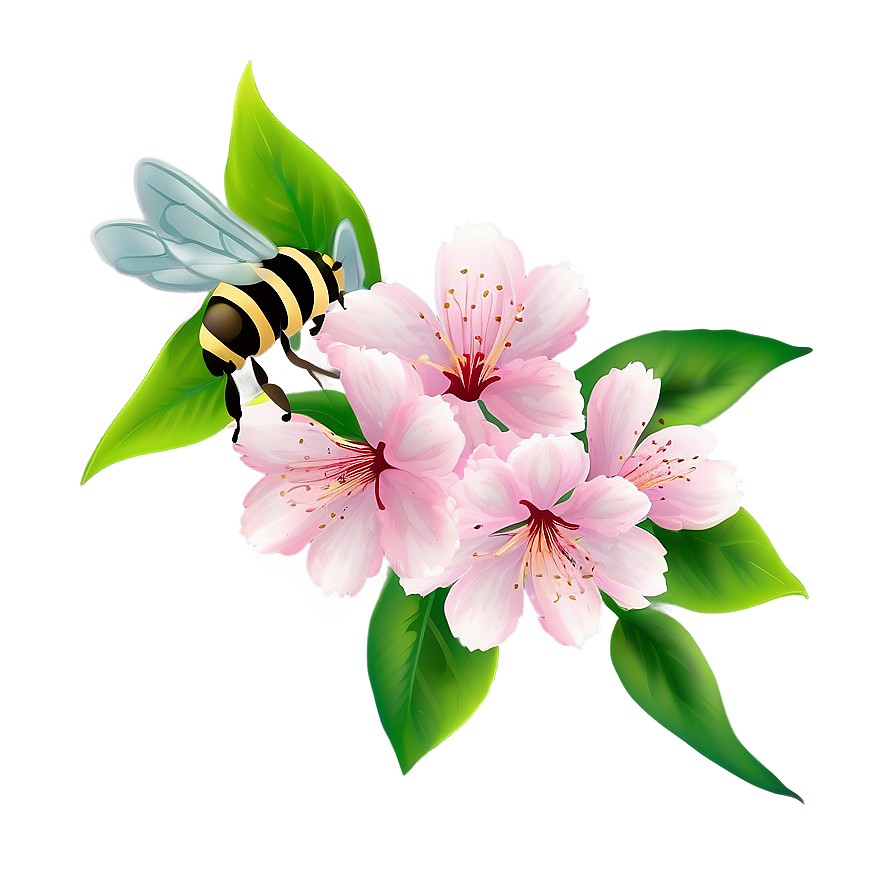 Sakura Blossom With Bee Png Bou72