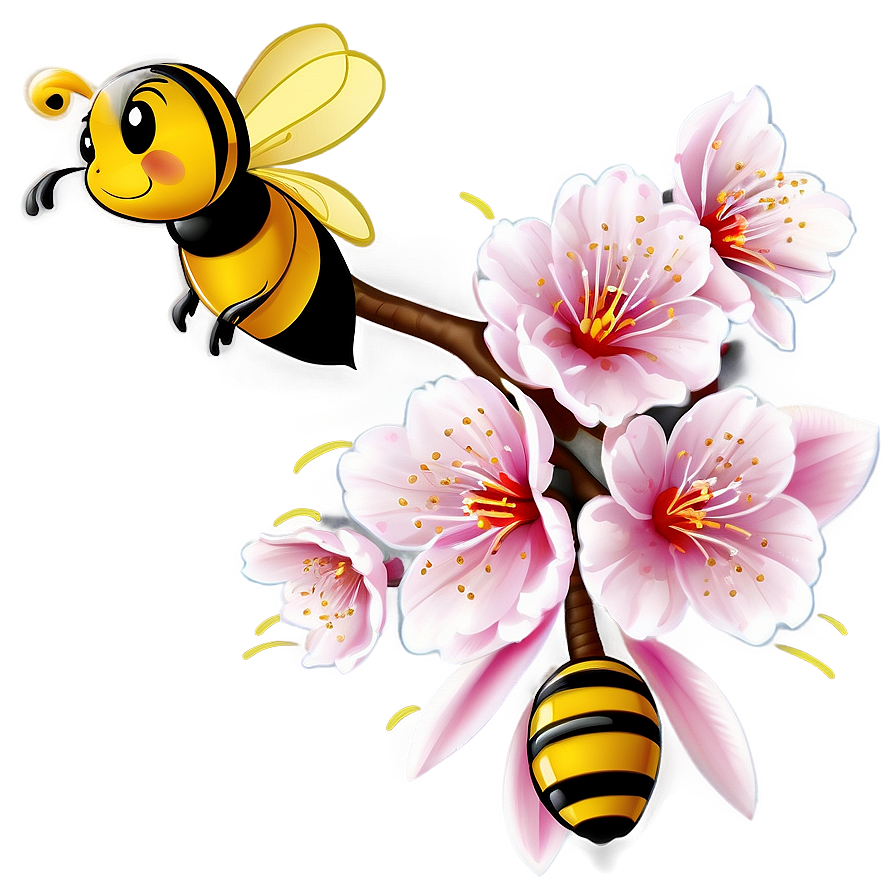 Sakura Blossom With Bee Png Buk