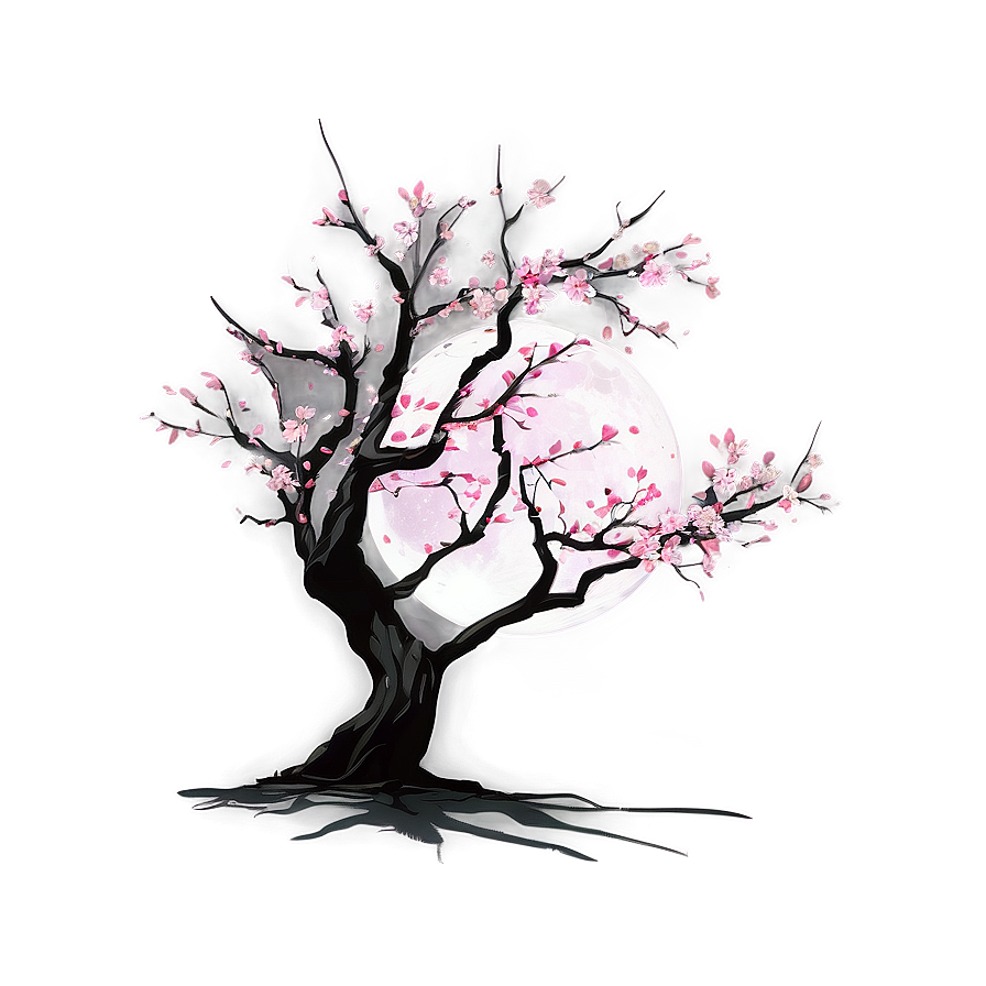 Sakura Tree In Full Moon Png Wrw