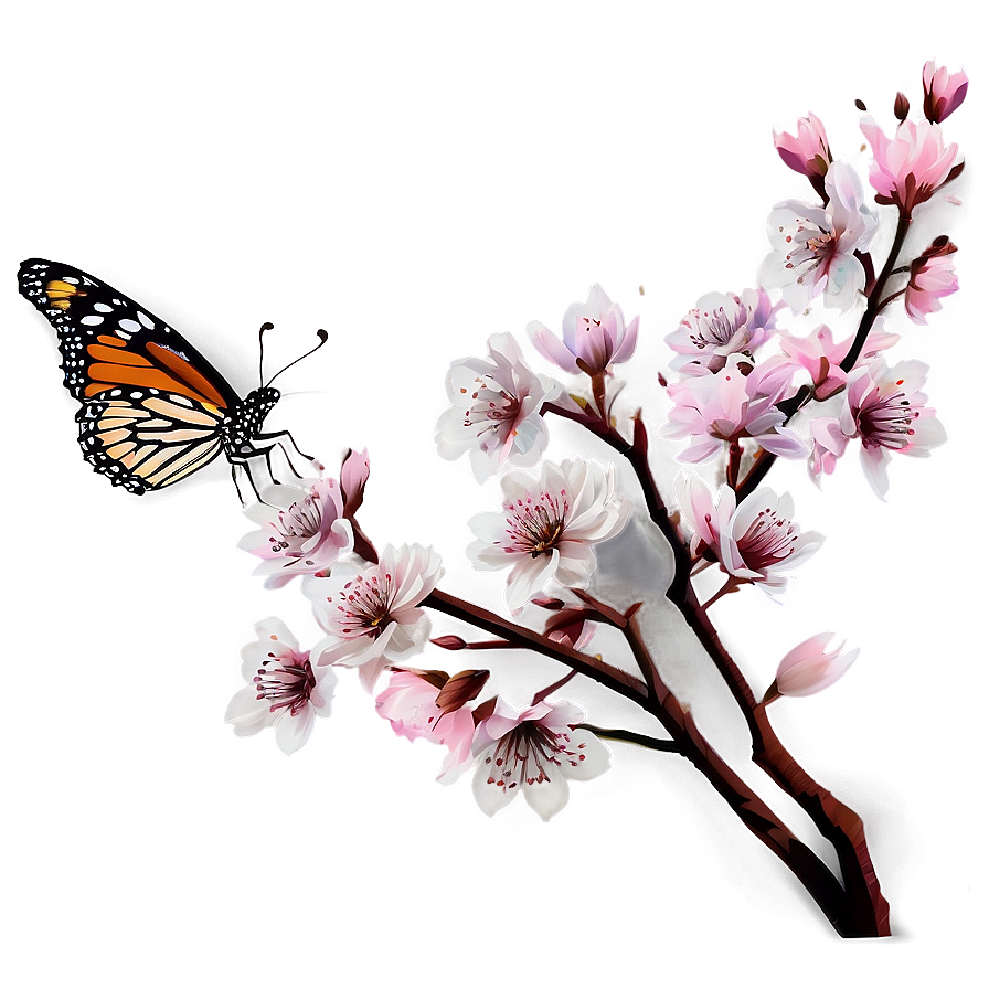 Sakura Tree With Butterfly Png Hbi77