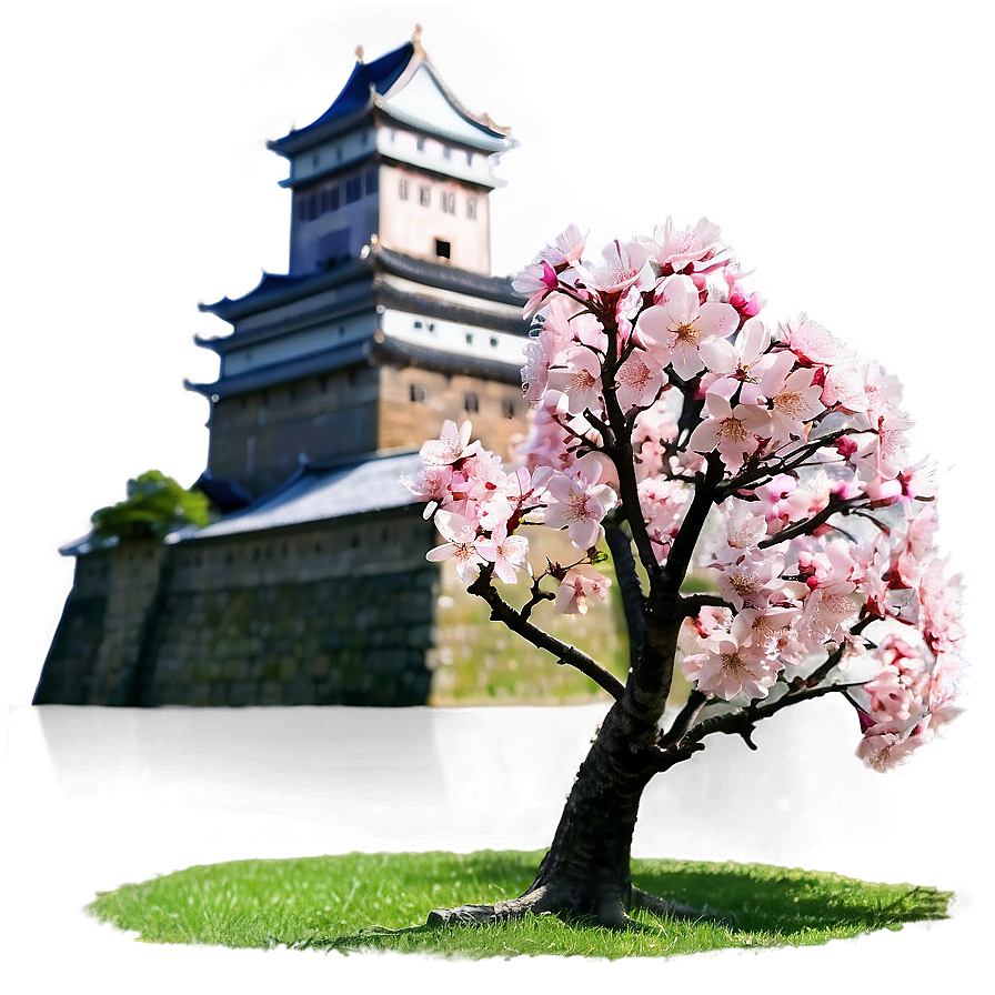 Sakura Tree With Historic Castle Png Ciq58