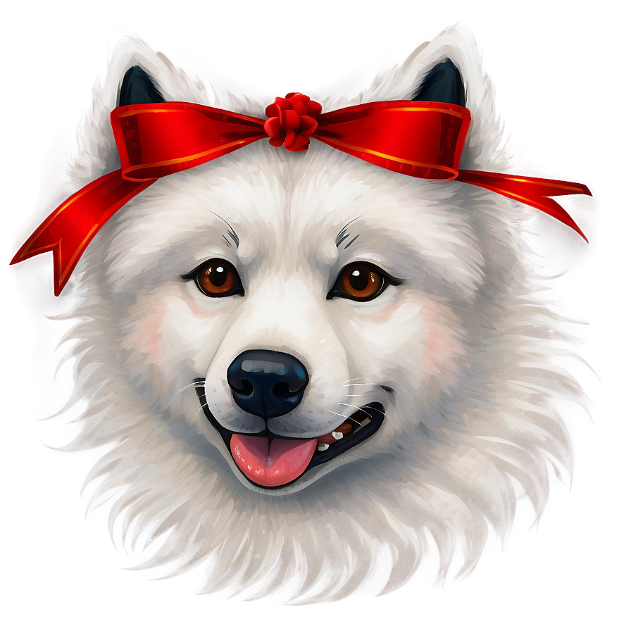 Samoyed With Festive Bow Png 13