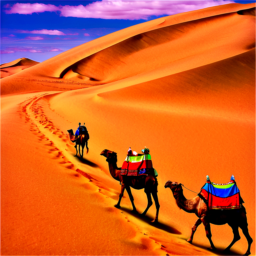 Sand Dunes With Camel Caravan Png 33