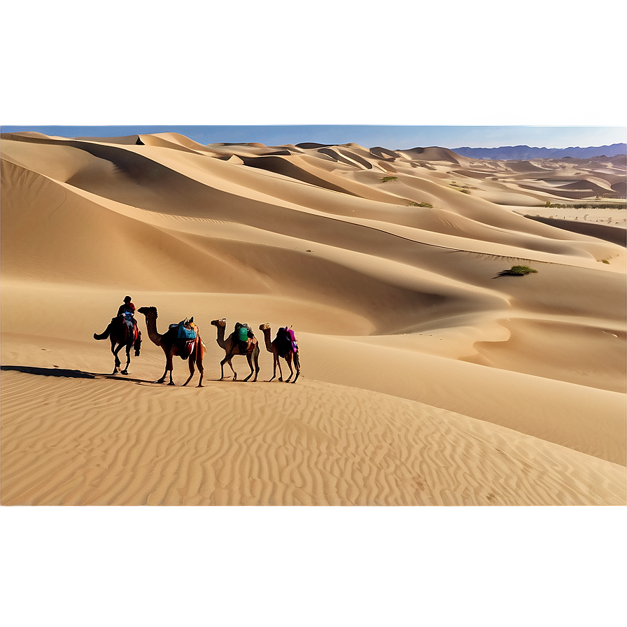 Sand Dunes With Camel Caravan Png Omi47