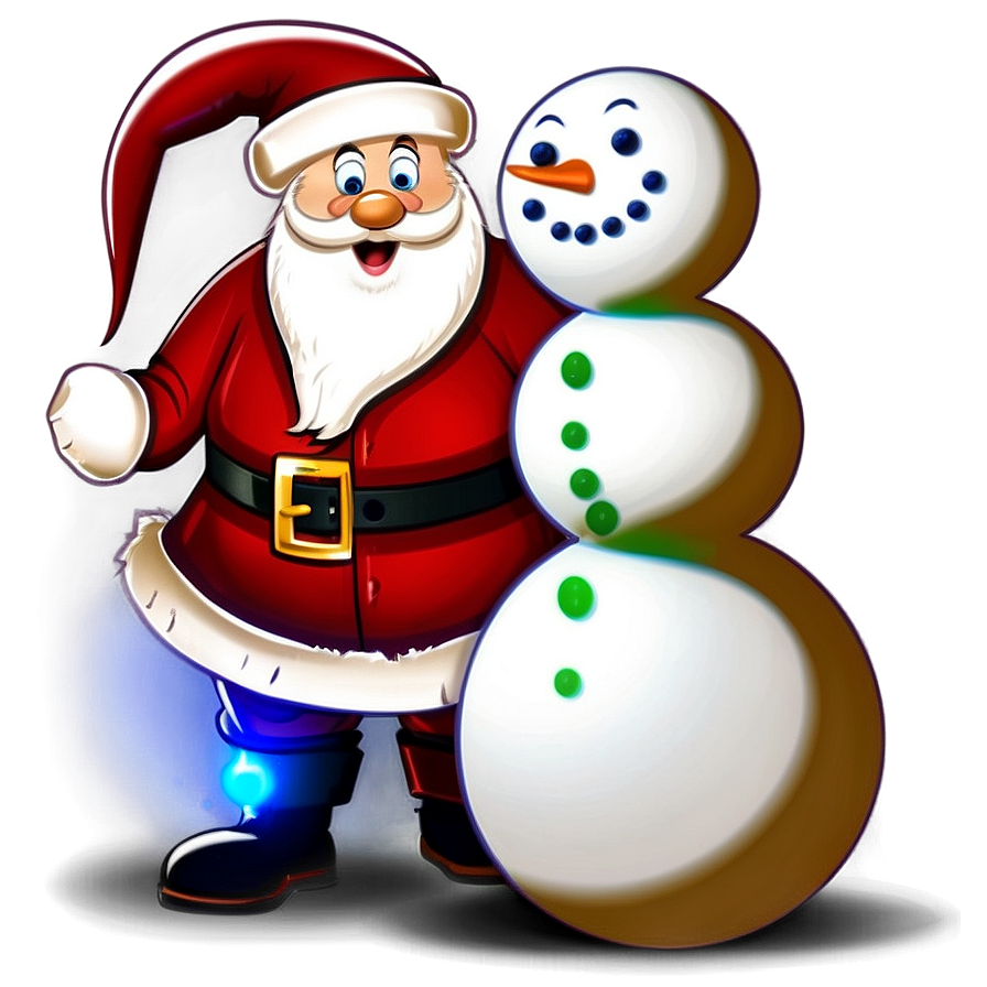 Santa And Snowman Cartoon Png Tuh83