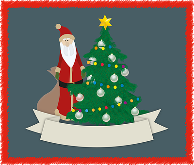 Santa Claus Christmas Tree Illustration