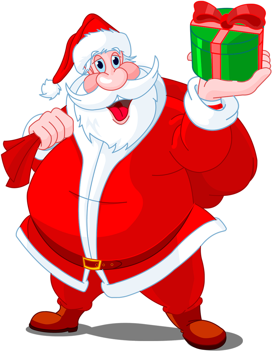 Santa Claus Holding Gift Transparent Background.png