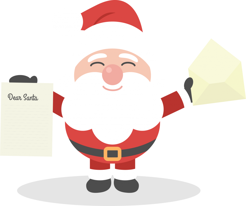 Santa Claus Holding Letterand Envelope