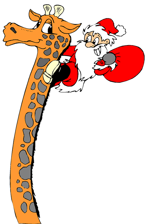 Santa Claus Riding Giraffe Christmas