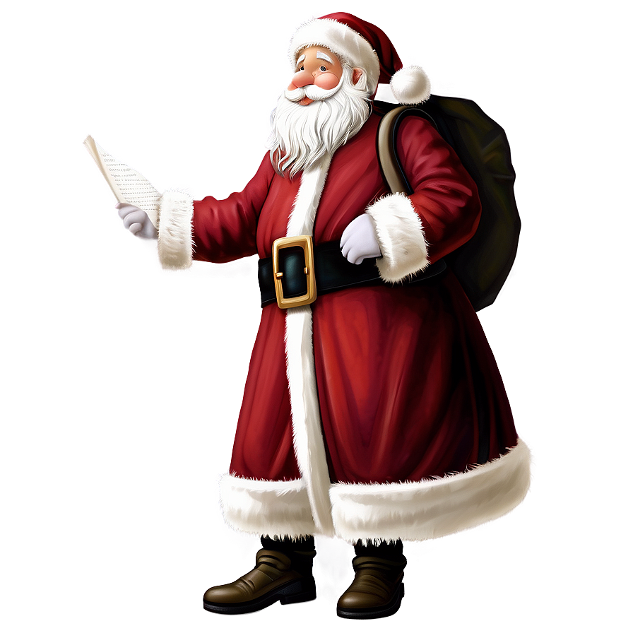 Santa Claus With List Png Vdm