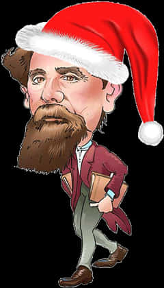 Santa Hat Bearded Man Caricature