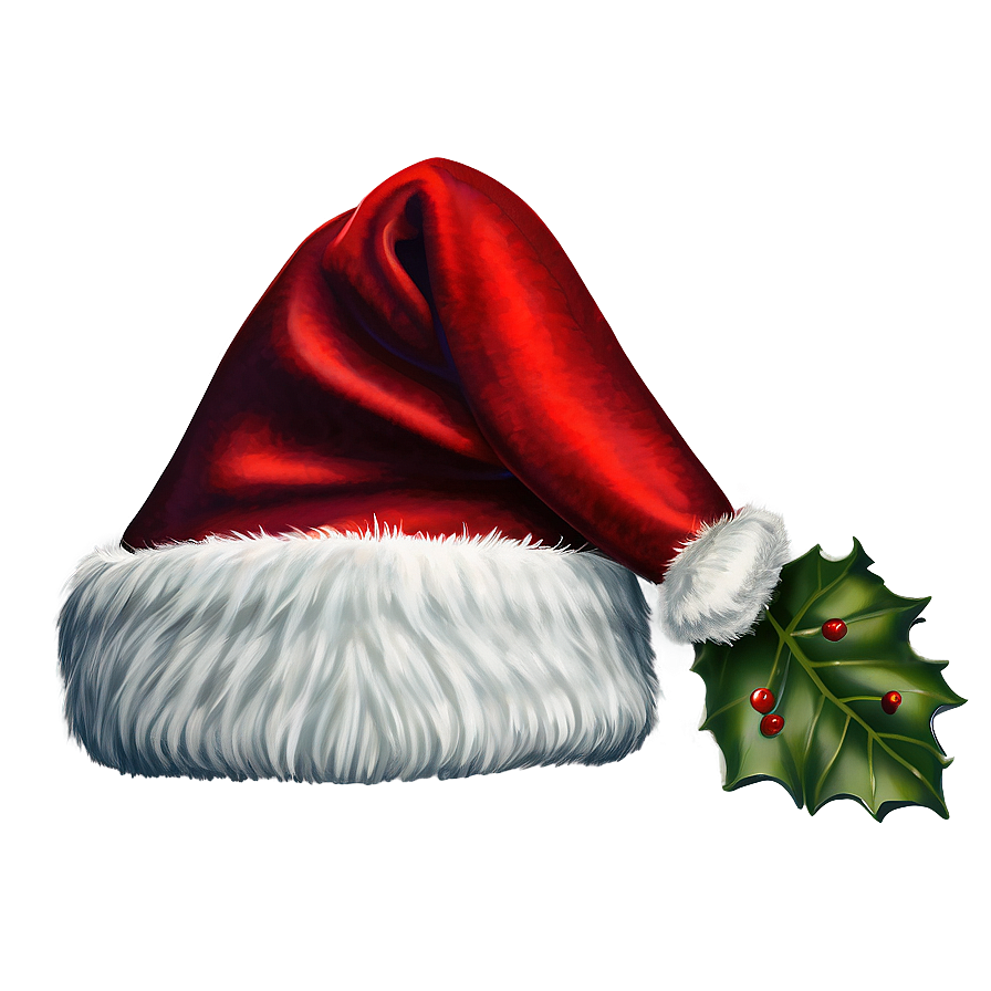 Santa Hat With Holly Png Uef