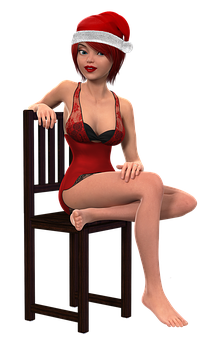 Santa Hat3 D Character Red Dress