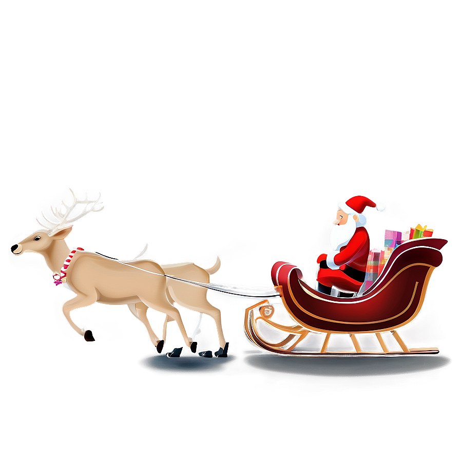 Santa's Sleigh And Reindeer Heading To Town Png 06282024