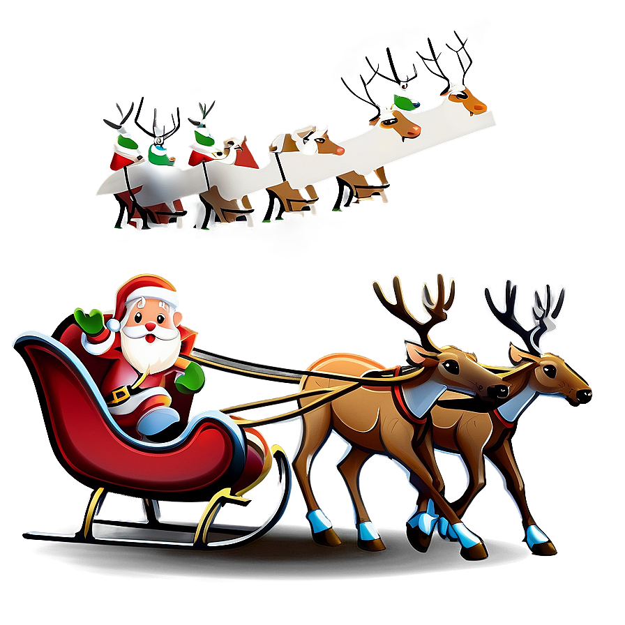 Santa's Sleigh And Reindeer Heading To Town Png Ggm