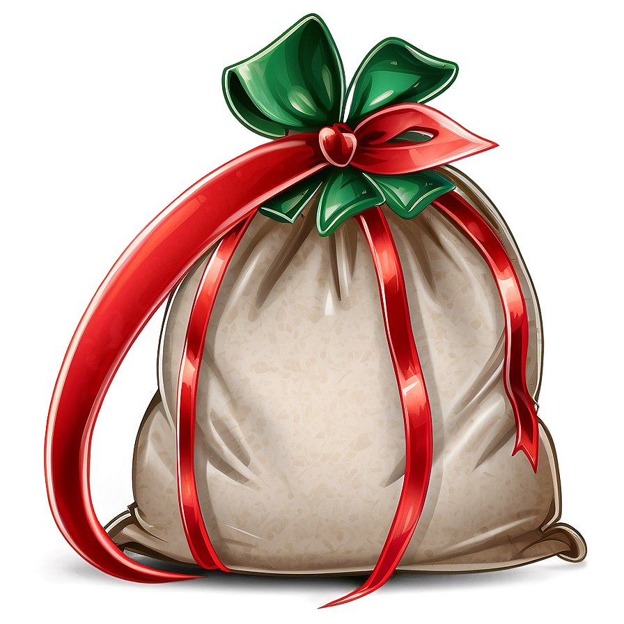 Santa Sack With Ribbon Png Oks