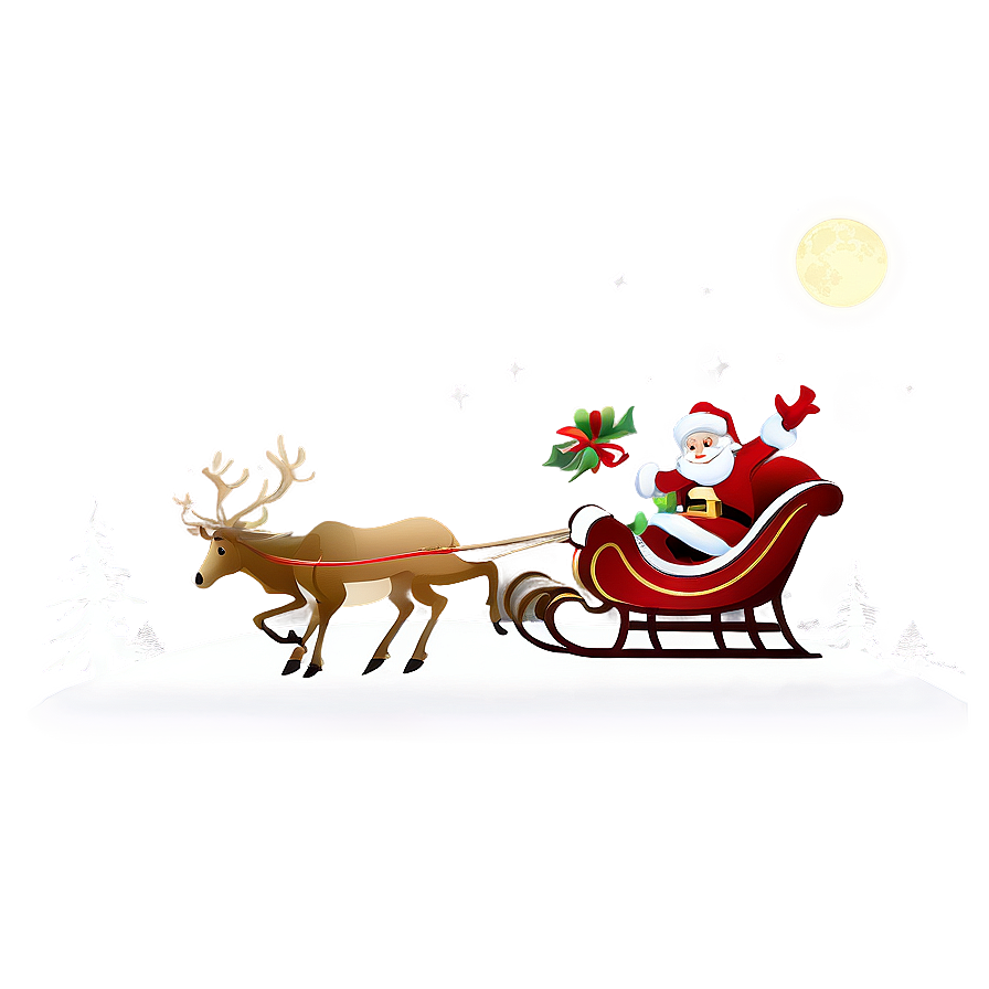 Santa Sleigh And Reindeer By Moonlight Png Vnb13