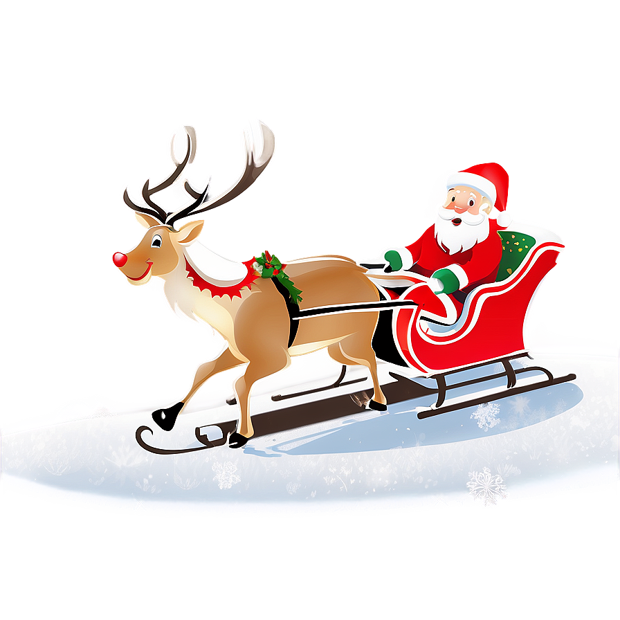 Santa Sleigh And Reindeer In Snow Png Bwe