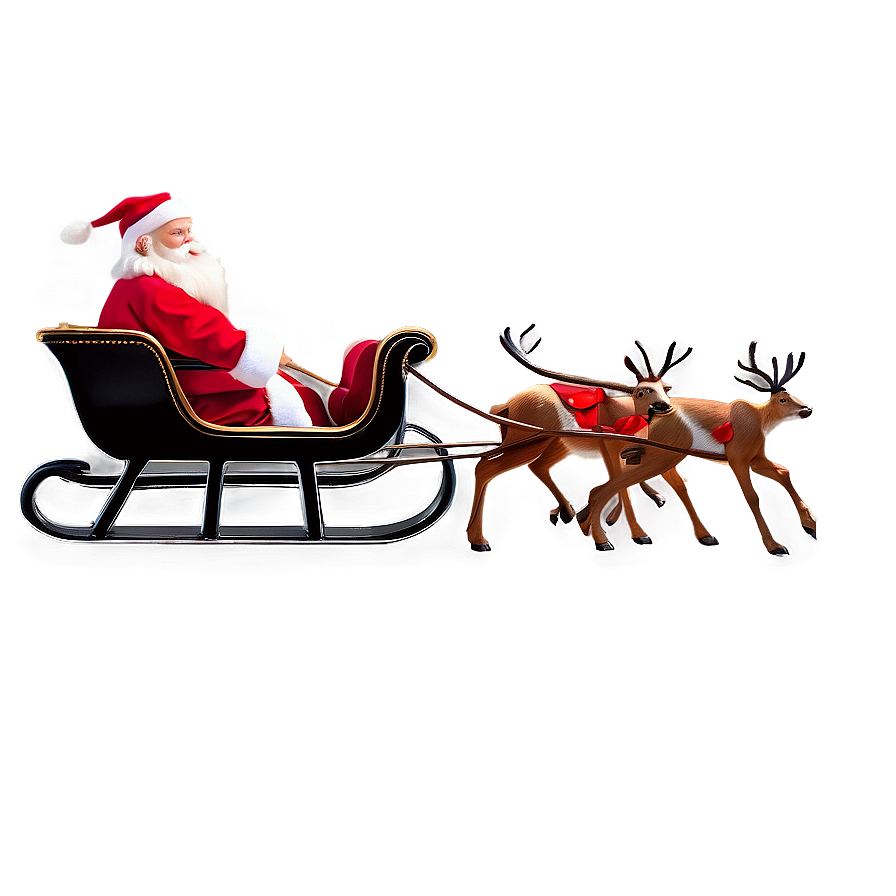 Santa Sleigh And Reindeer Landscape Png Lbl76