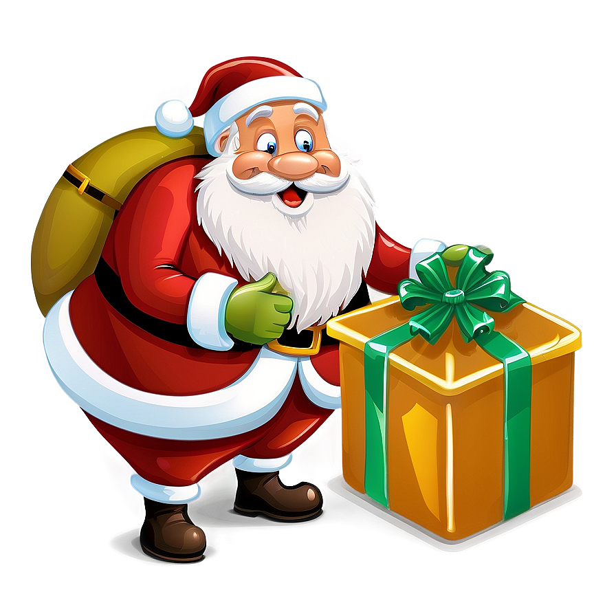 Santa With Gifts Cartoon Png Lkn