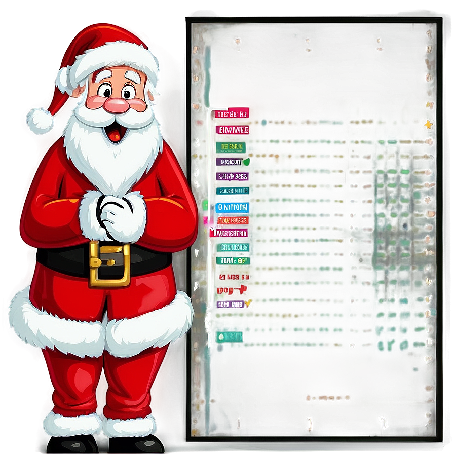 Santa With List Cartoon Png 06282024