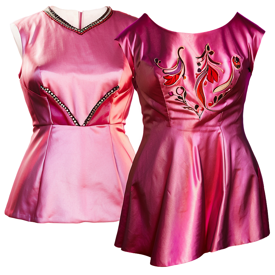 Satin Pink Dress Png 16