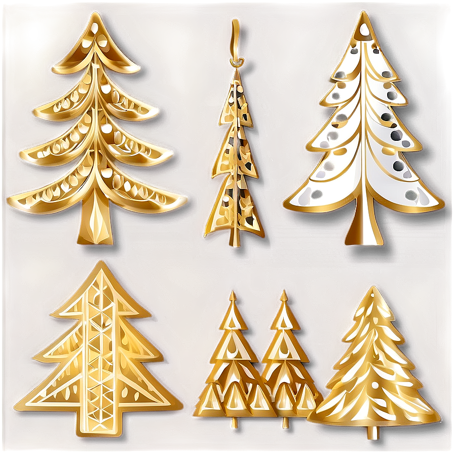 Scandinavian Gold Christmas Tree Design Png Olp