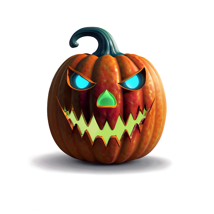 Scary Pumpkin In Fog Png Red