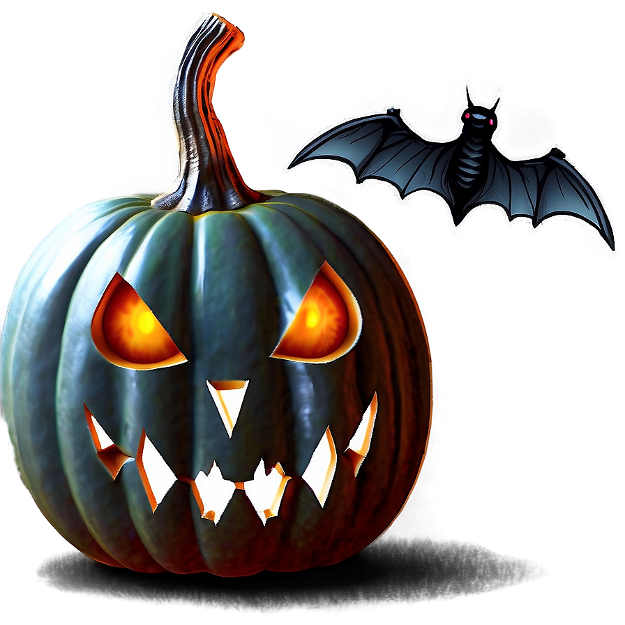 Scary Pumpkin With Bats Png Ktc98