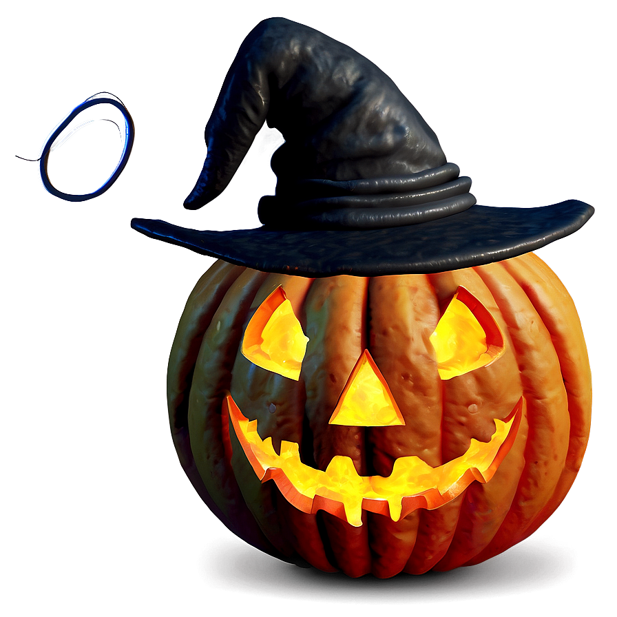 Scary Pumpkin With Witch Hat Png 82