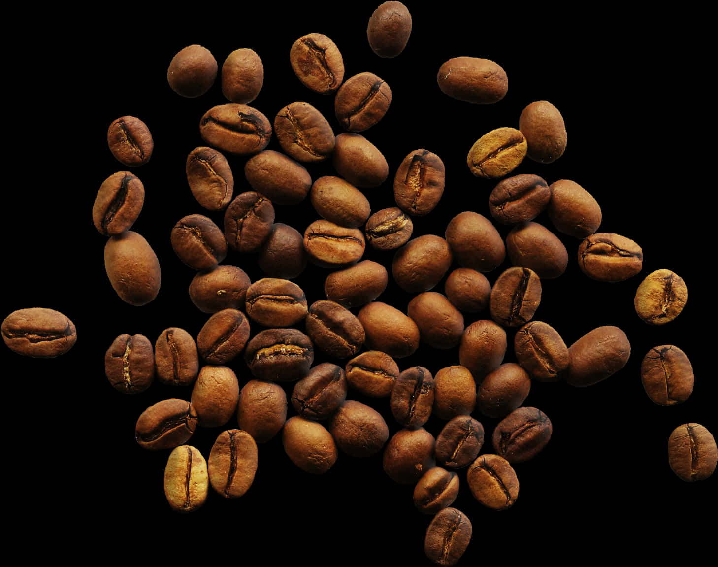 Scattered Coffee Beans Black Background.jpg