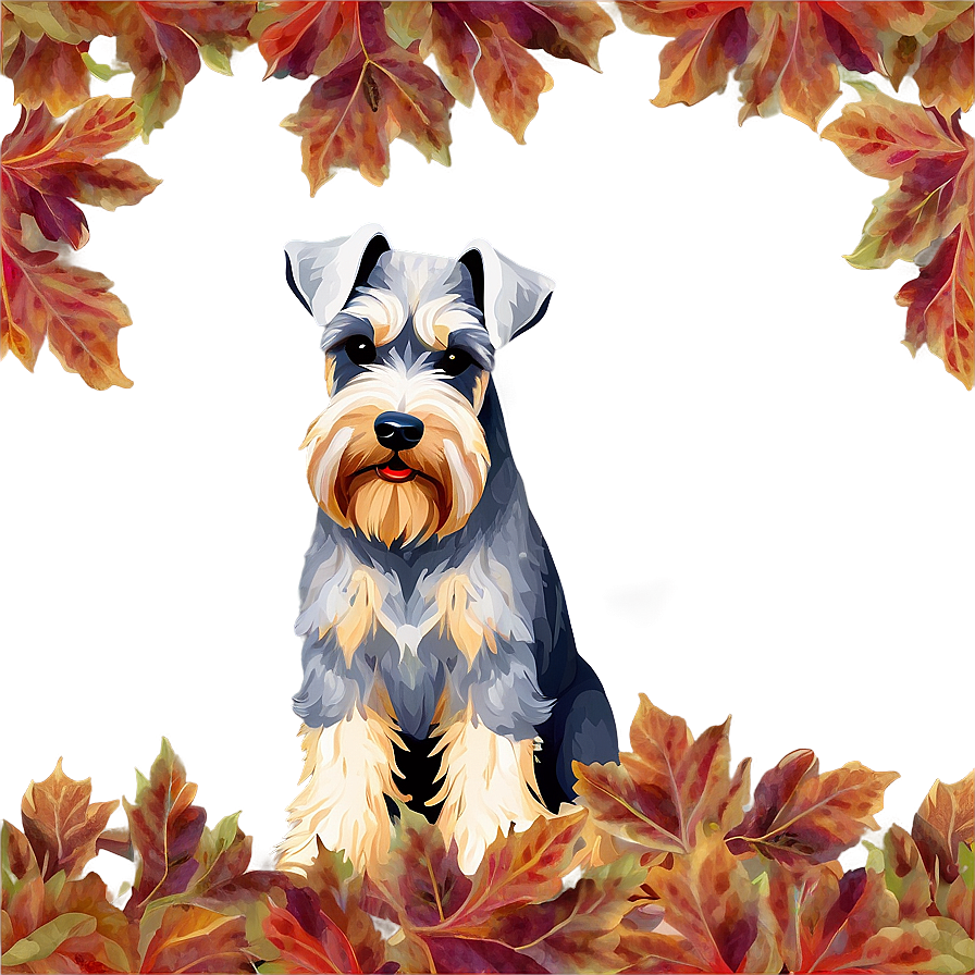 Schnauzer In Autumn Leaves Png 06262024