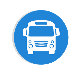 School Bus Icon Blue Background