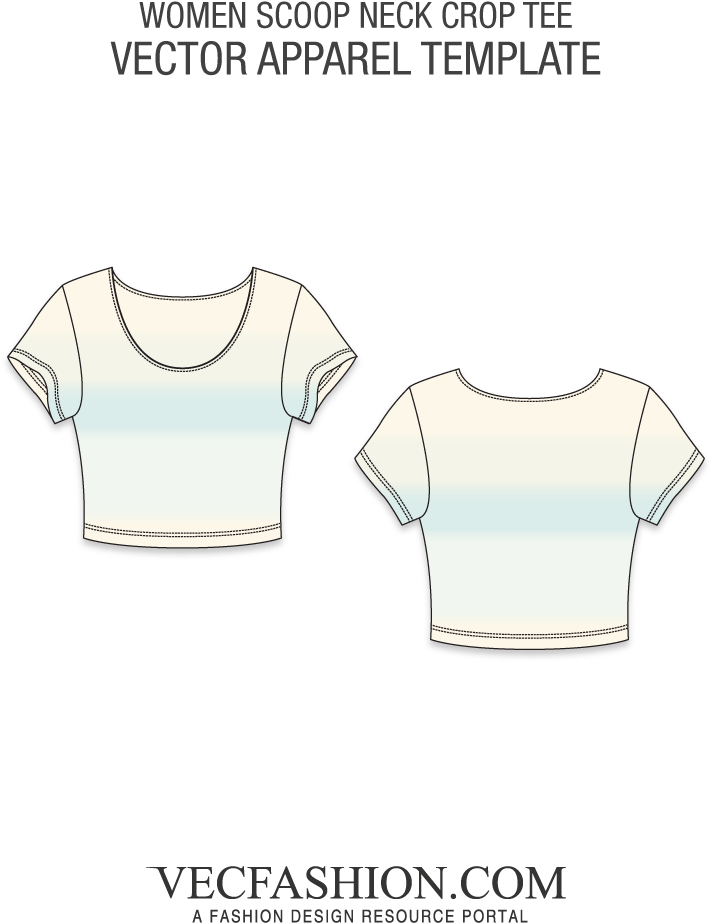 Scoop Neck Crop Top Template Vector