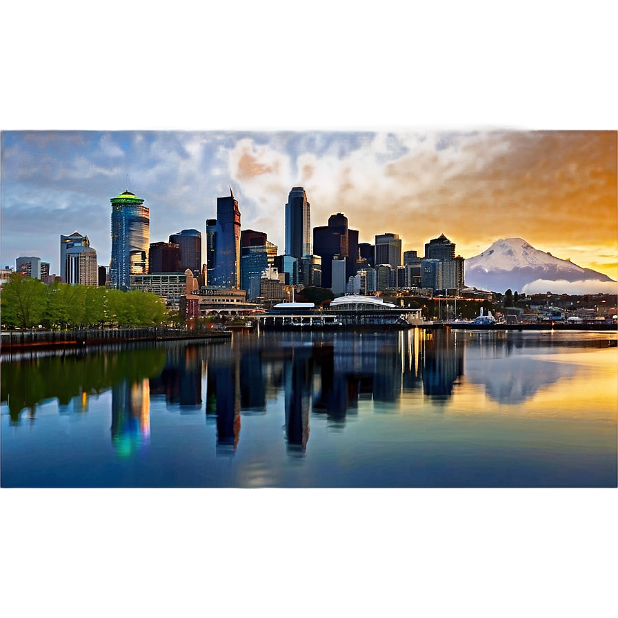 Seattle Skyline At Dawn Png 6