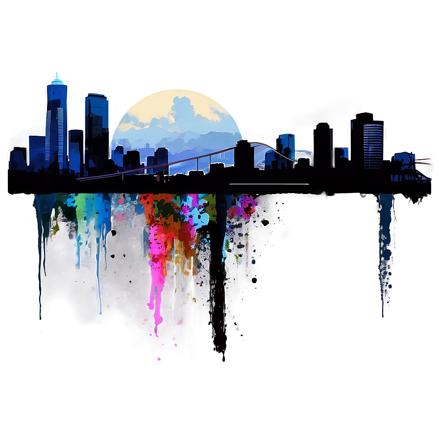 Seattle Skyline Grunge Art Png 6