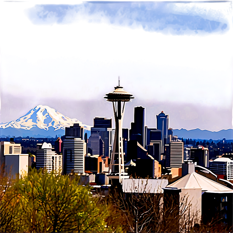 Seattle Skyline In Spring Png 37