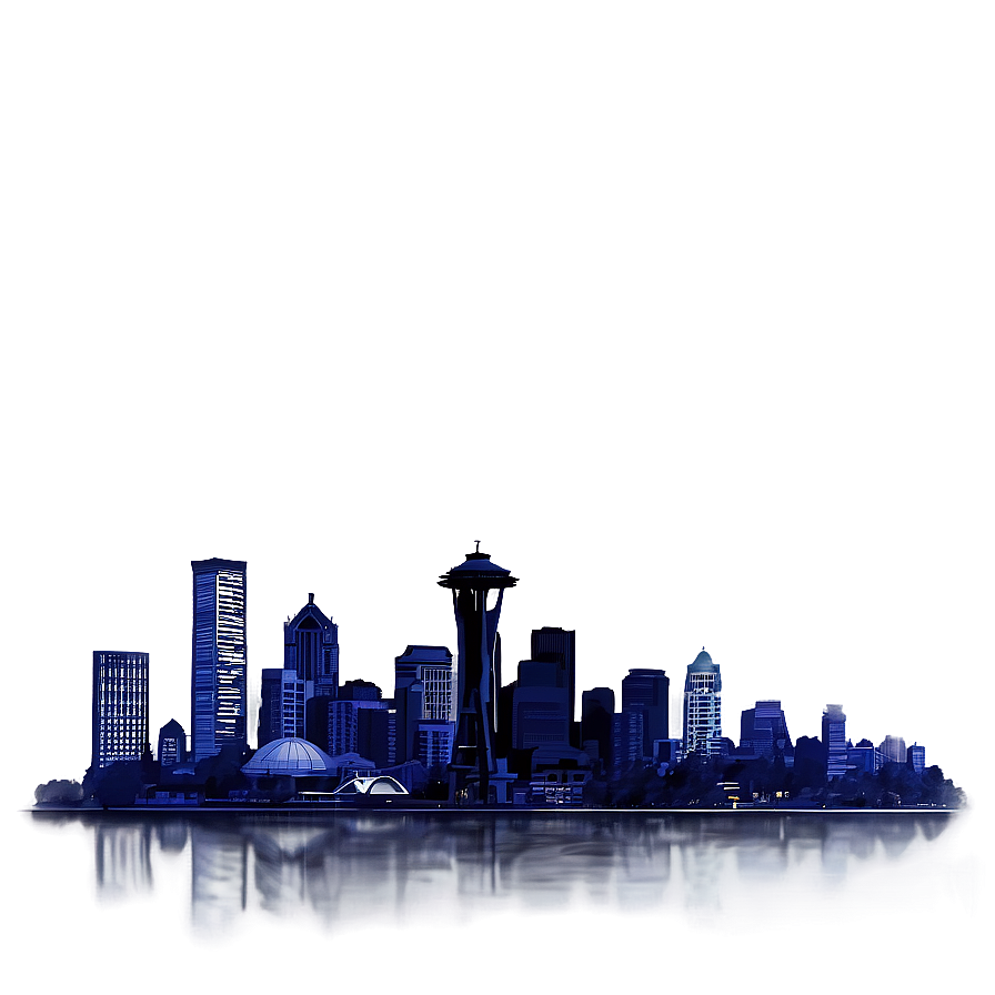 Seattle Skyline In The Rain Png Luf