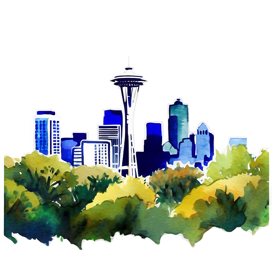 Seattle Skyline In Watercolor Png Sfq5