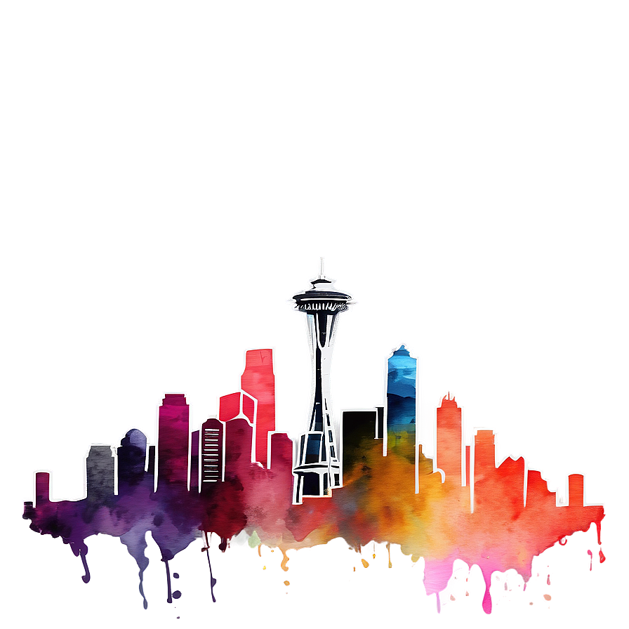 Seattle Skyline In Watercolor Png Tac