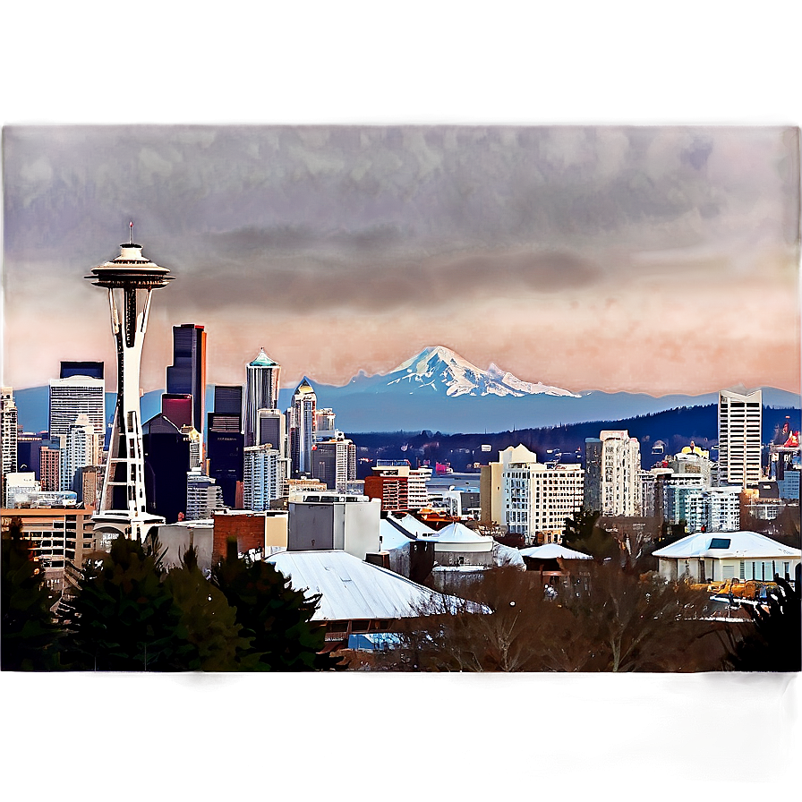 Seattle Skyline In Winter Png Aco