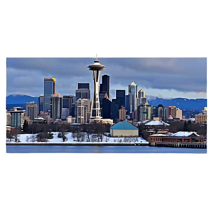 Seattle Skyline In Winter Png Rnf