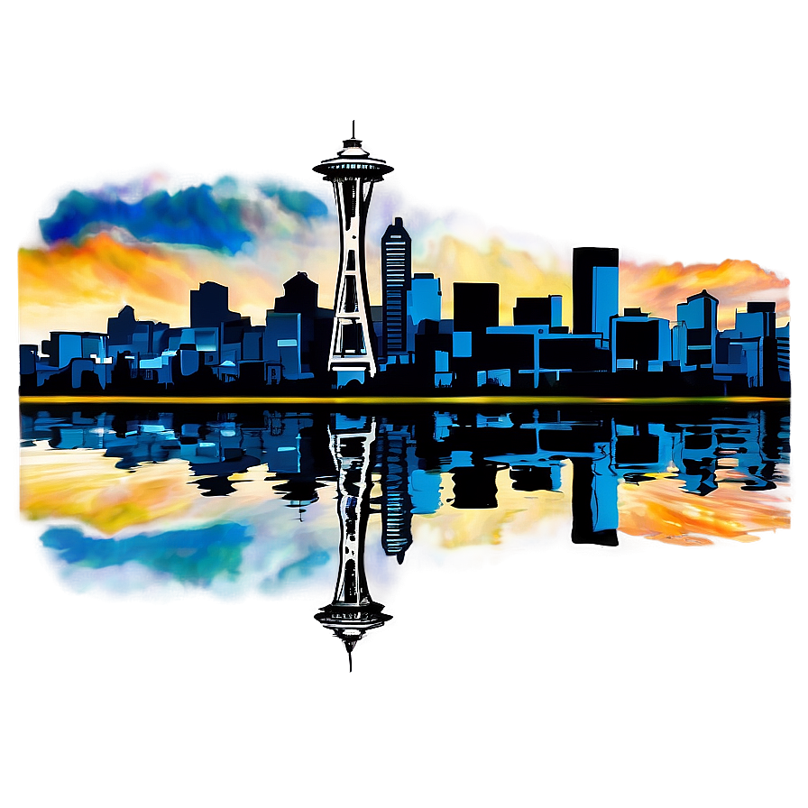 Seattle Skyline Reflection In Water Png 84