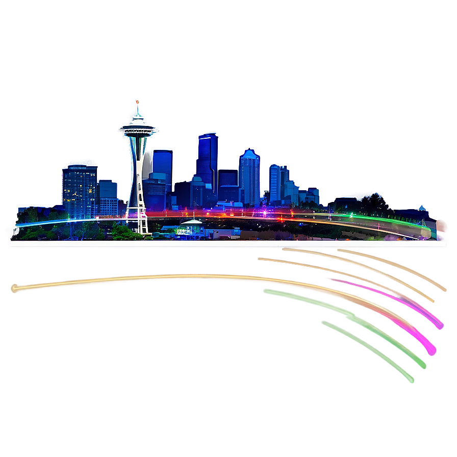 Seattle Skyline With Light Trails Png 06252024