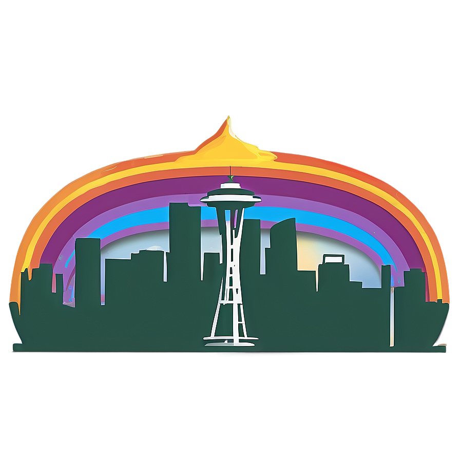 Seattle Skyline With Rainbow Png 06252024