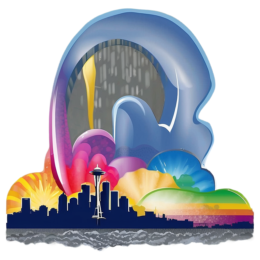 Seattle Skyline With Rainbow Png 94