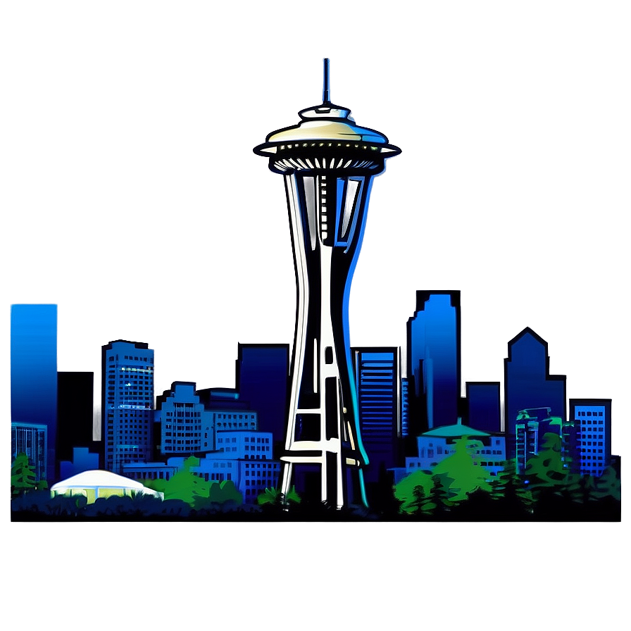 Seattle Skyline With Space Needle Png Gkt