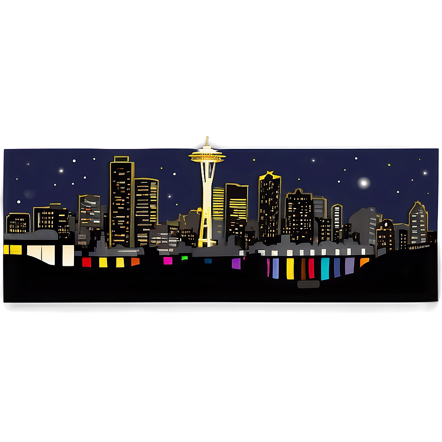 Seattle Skyline With Starry Night Png Ifa30