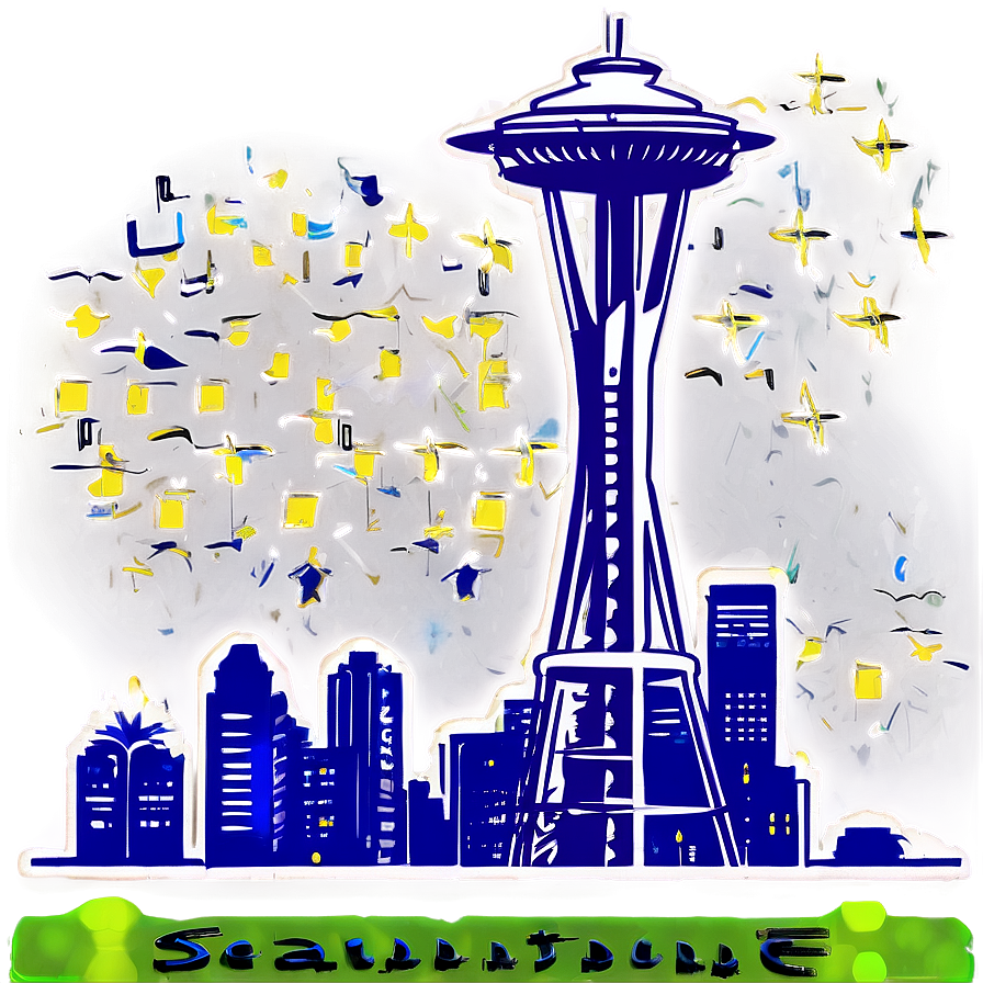 Seattle Skyline With Starry Night Png Wov