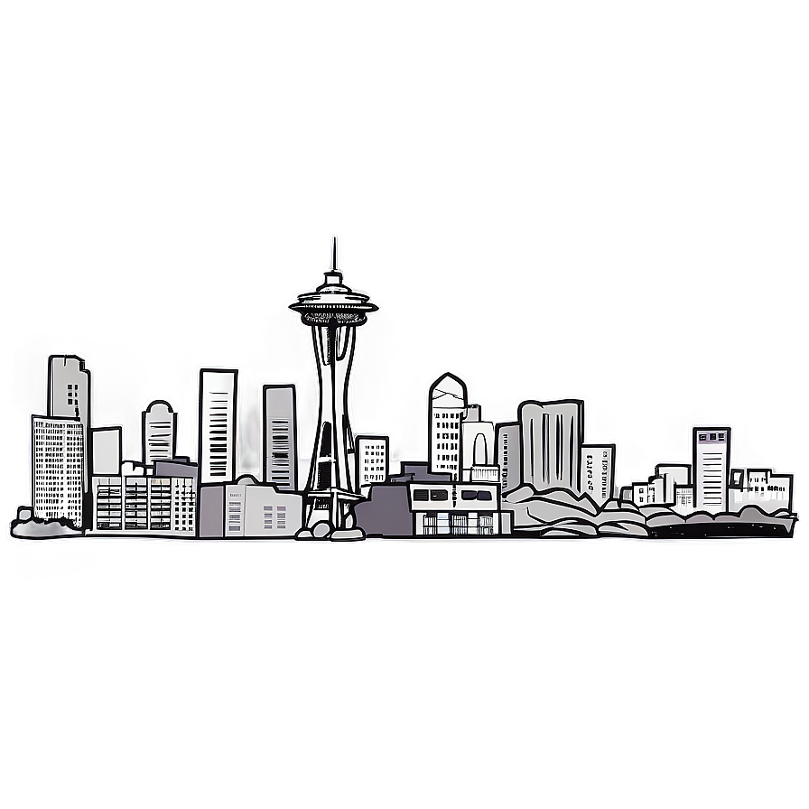 Seattle Urban Skyline Sketch Png Mws88